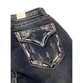 thumbnail image 4 of Grace in LA Women's Embroidered Border Flap Distressed Pocket Bootcut Stretch Jeans (26), 4 of 7