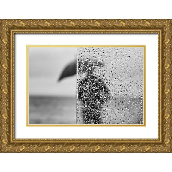 Melo, Josefina 24x17 Gold Ornate Wood Framed with Double Matting Museum Art Print Titled - Rainy Day