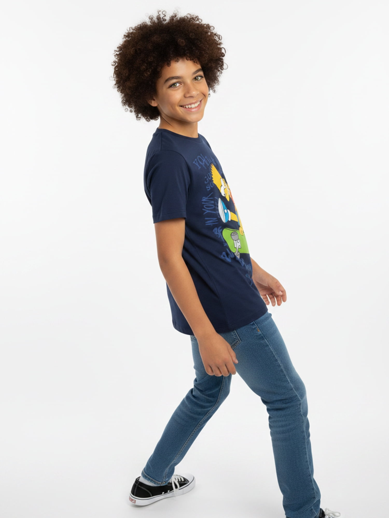 The Simpsons Boys' Graphic Tee with Short Sleeves, Kick Flip Swag, Sizes 4-18