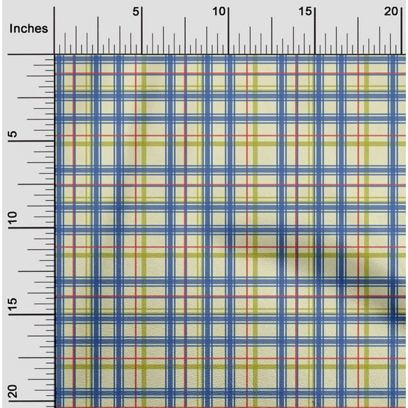 oneOone Organic Cotton Poplin Twill Fabric Madras Check Print Sewing Fabric BTY 42 Inch Wide
