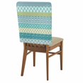 thumbnail image 2 of Geometric Bohemia Dining Chair Back Cover Only, Stripes Green Blue and Turquoise Set of 8 Chair Back Covers, Removable Washable for Dining Room, Banquet & Holiday Decoration, 2 of 9