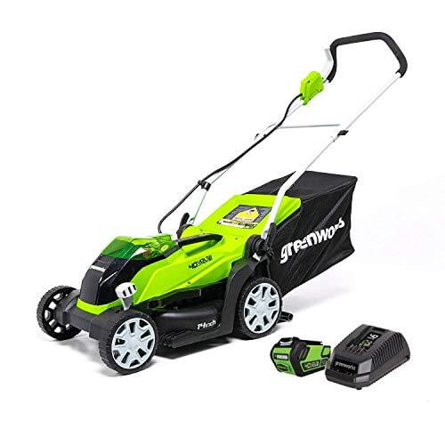 Greenworks 40V 14" Cordless Push Lawn Mower, 4.0 AH Battery and Charger Included [75+ Compatible Tools]