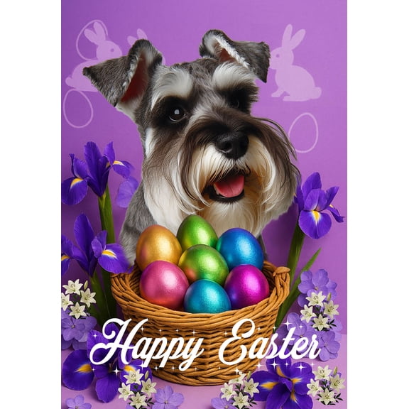 Schnauzer Grey Uncropped - Best of Breed Easter Holiday Outdoor Garden Flag 12" x 17" Mailbox Flag Dog Flag