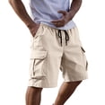 thumbnail image 3 of VV AVEORS Mens Cargo Shorts Elastic Waist Drawstring Casual Work Shorts Summer Hiking Outdoor Shorts With Multi Pockets Beige M, 3 of 8