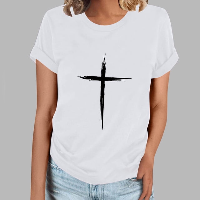 Fiudx Ofertas Flash Del Día Solo En Línea Camiseta Informal de Manga Corta con Cuello Redondo Estampada para Mujer