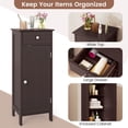 thumbnail image 5 of Costway Bathroom Storage Floor Cabinet Organizer Free-Standing w/ Drawer Brown, 5 of 12