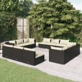thumbnail image 1 of vidaXL 12 Piece Garden Lounge Set with Cushions Poly Rattan Black, 1 of 5