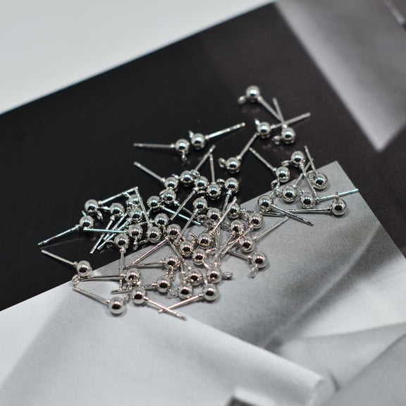 50x Round Pin Studs Earring Posts With Loop Jewelry Making Supply 15x6mm Jewelry Replacements Accessory