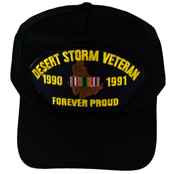 Desert Storm Veteran Forever Proud 1990-1991 W/Ribbon HAT - Black - Veteran Owned Business