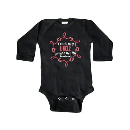 

Inktastic I Love My Uncle Heart Health Awareness Gift Baby Boy or Baby Girl Long Sleeve Bodysuit