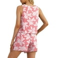 thumbnail image 5 of JWD Women's 2 Piece Square Neck Sleeveless Shorts Casual Set Women's Summer Top FP-Pink Ice Flower XL, 5 of 9