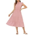 thumbnail image 2 of INSPIRE CHIC Women's Midi Dresses Mock Neck Ruffled Cap Sleeve Dresses XS Pink, 2 of 6