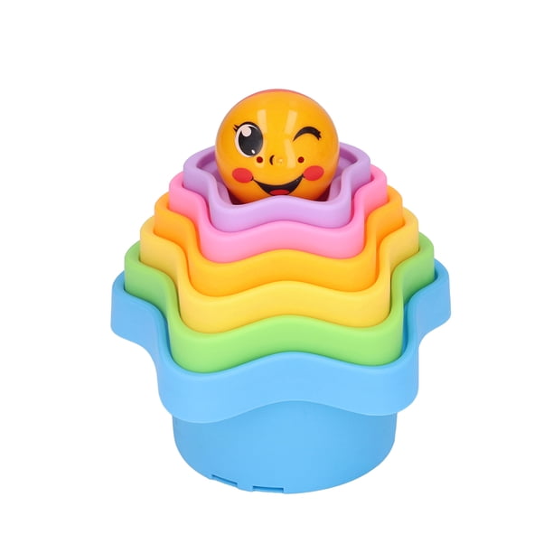 Juguete apilable para niños pequeños, 6 tazas apilables, drenaje, juguetes apilables para bebés, juguetes apilables, rendimiento de primer nivel