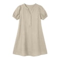 thumbnail image 5 of Dresses Casual Short Sleeve Aline Midi Dress Women Fashion Casual V-Neck Linen Pockets Dress Solid Short Sleeve Dress Khaki L, 5 of 5