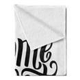 thumbnail image 2 of Saying Soft Flannel Fleece Throw Blanket, Calligraphic Words for Housewarming and Greeting Parties Monochrome Design, Cozy Plush for Indoor and Outdoor Use, 60" x 80", Black White, by Ambesonne, 2 of 5