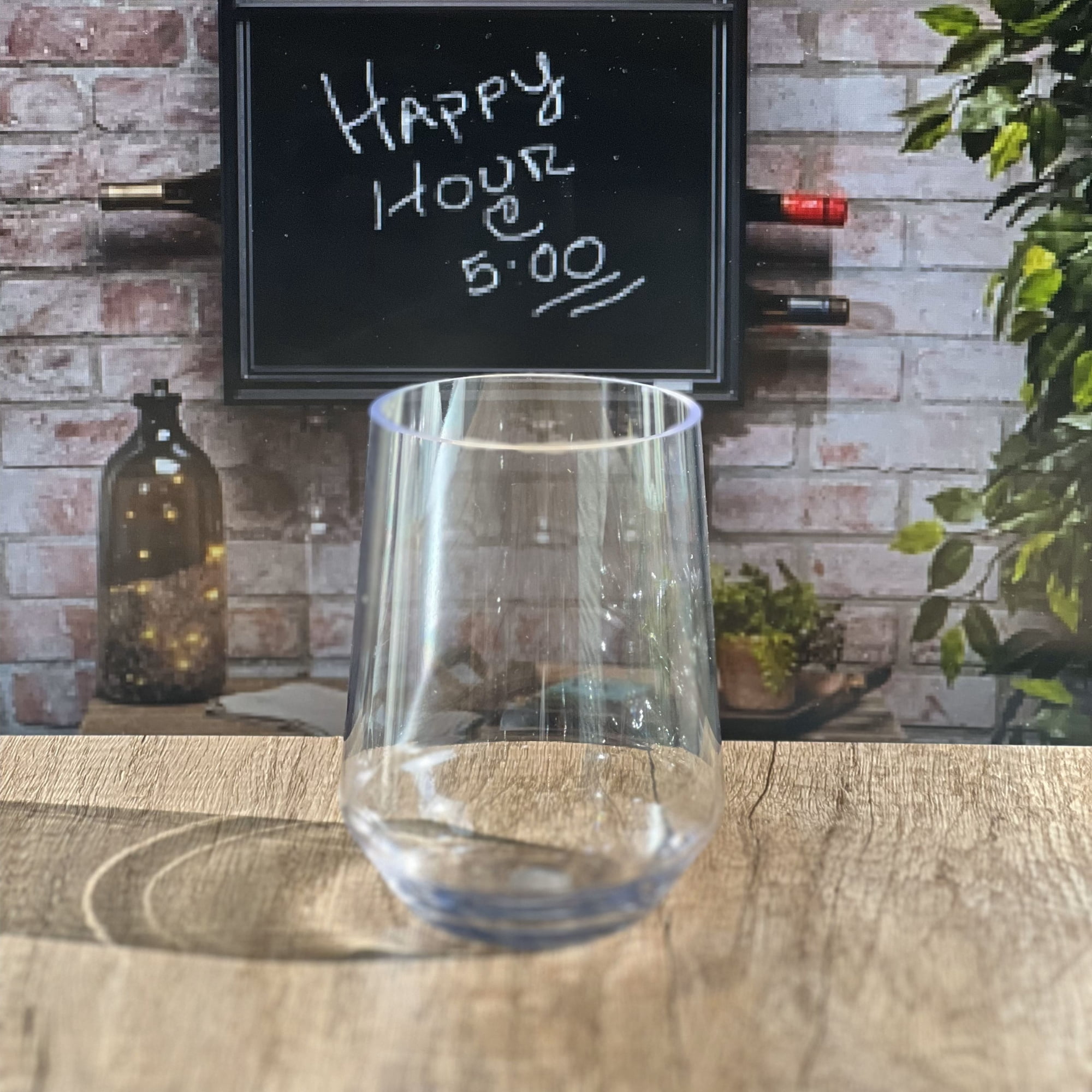 Clear Glass Stemless Wine Glasses Set of 4