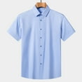 thumbnail image 3 of HOOMEUMY Mens T- Shirts Lapel Button Shirts Soft Basic Shirt Casual Lightweight Solid Color Relaxed Short Sleeve Blouses (Sky Blue,XXXL), 3 of 3