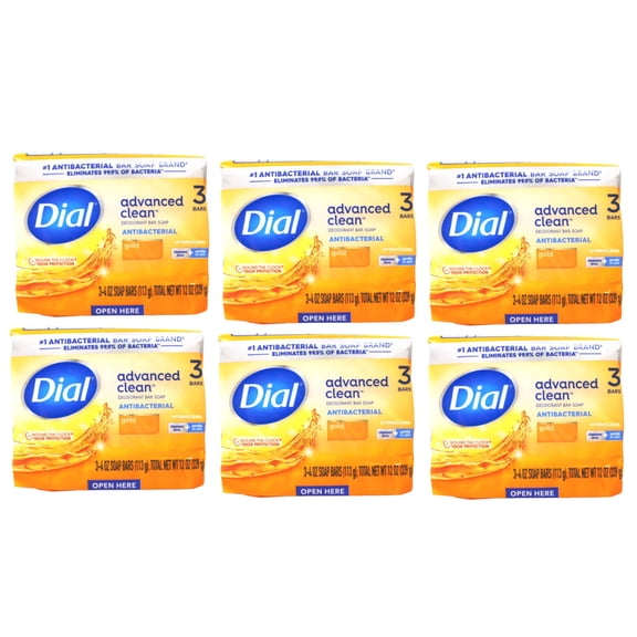Dial Antibacterial Deodorant Soap Bar, Gold, 4 oz bars, 3 ea (Pack of 6)