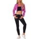 thumbnail image 2 of BLAZER CORTO DE CUERO SINTÉTICO INSPIRE CHIC PARA MUJERES, CON SOLAPA EN V, CIERRE DE UN SOLO BOTÓN, CHAQUETA DE MOTO PU L, ROSA FUCSIA, 2 of 6