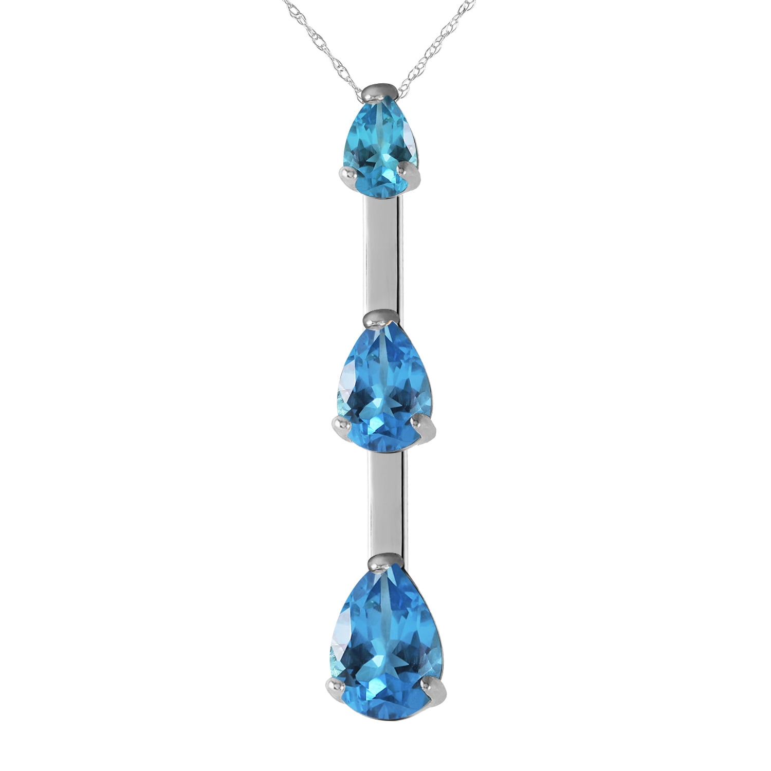 Galaxy Gold Genuine 14k carat - 14k Solid Yellow, White and Rose Gold First Light Design Necklace with 1.71 Total Cara (CTW) Pear-Shape Natural Ocean Blue Topaz Pendant (white-gold, 16)