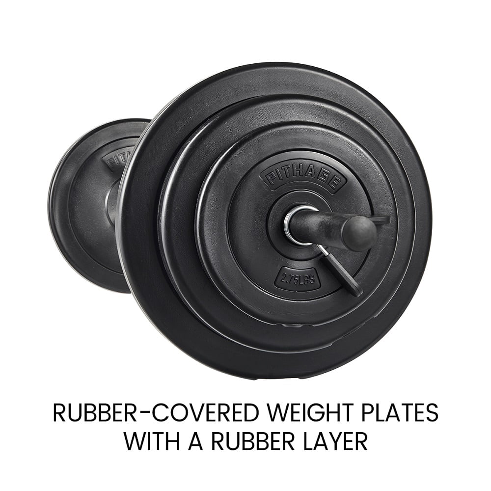 45 lbs Barbell Weight Set Adjustable Weights Lifting for Home Gym Fitness, Rubber Bar