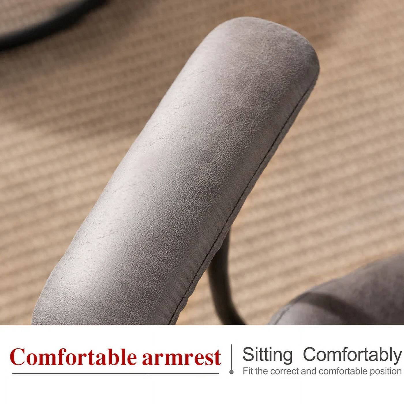 XIZZI Ergonomic Office Chair with Wheels Suede Fabric Swivel Gaming Chair,Modern Adjustable Computer Chairs with Armrest-Dark Grey