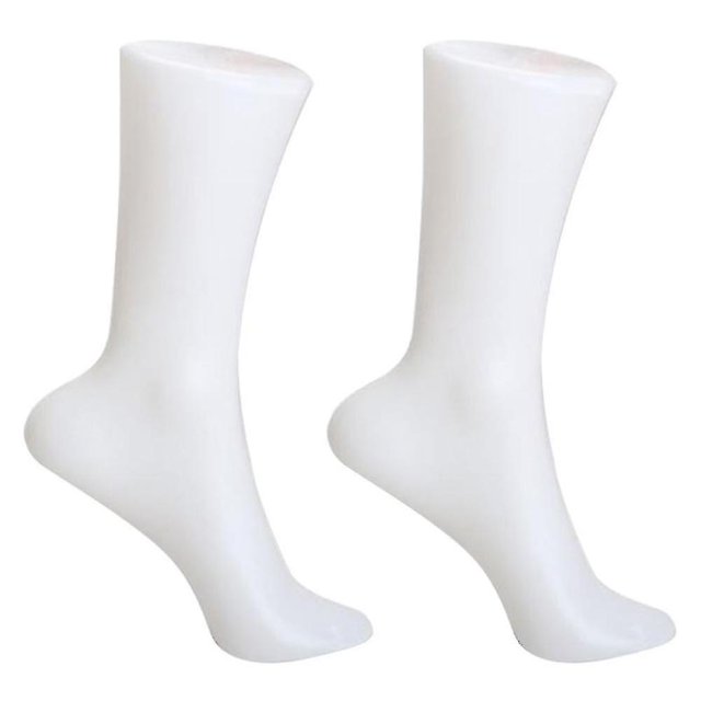 2pcs Female Foot Sock Sox Display Mold Short Stocking Mannequin White
