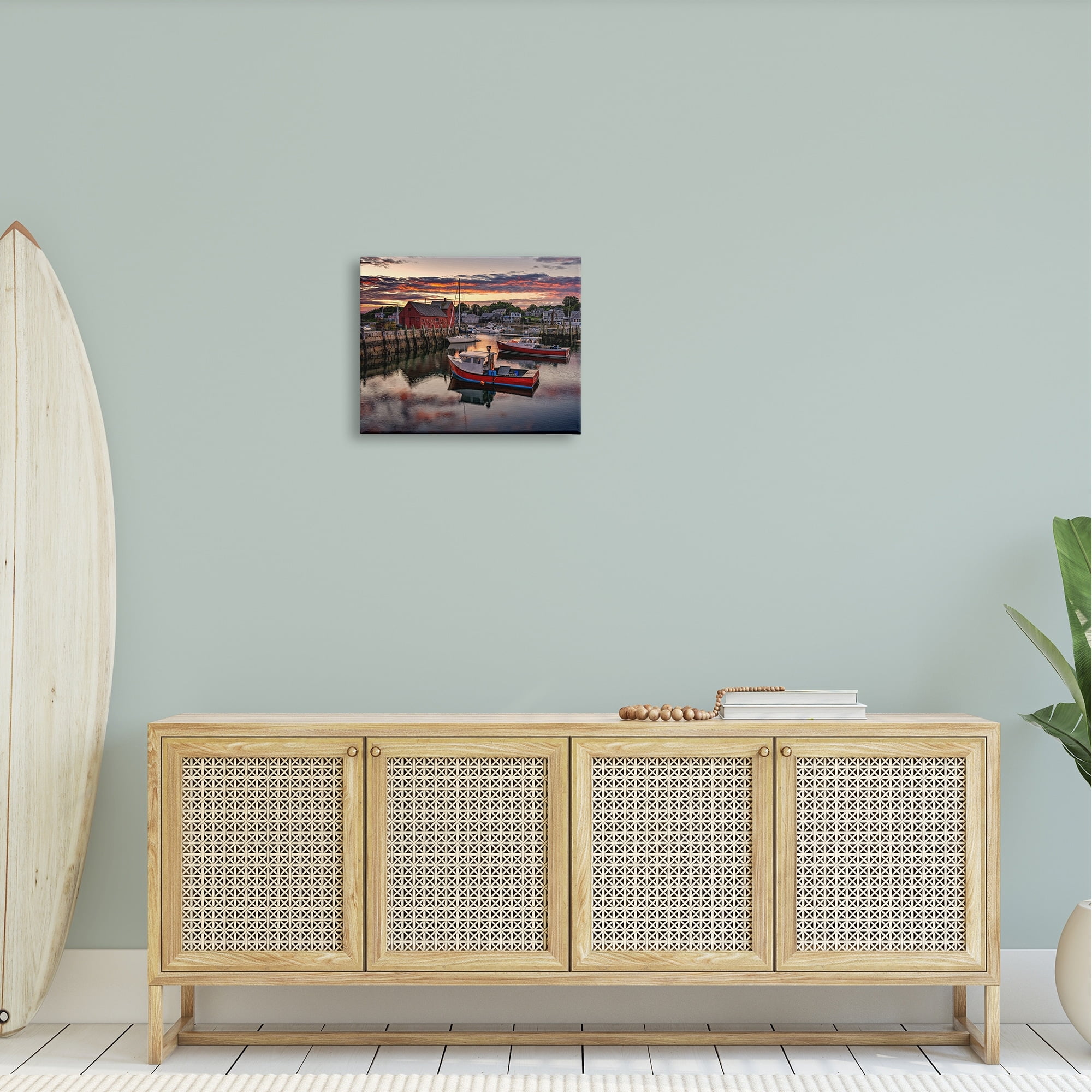 Stupell Boat Harbor Sunset Photography Landscape Photography Gallery Wrapped Canvas Print Wall Art