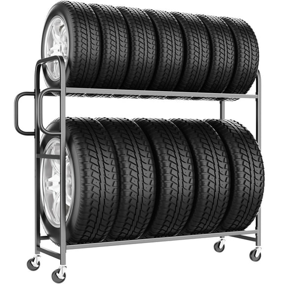 Heavy-Duty Adjustable Tire Rack – Supports Up to 500 lbs Mobile Tire Storage Organizer for 8  Tires | Built with Industrial-Gauge Steel