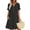 Black, variant on Dresses for Women Solid Linen Cotton Short Sleeve V Neck Button Down Midi Loose Sundress with Pockets Olive Green