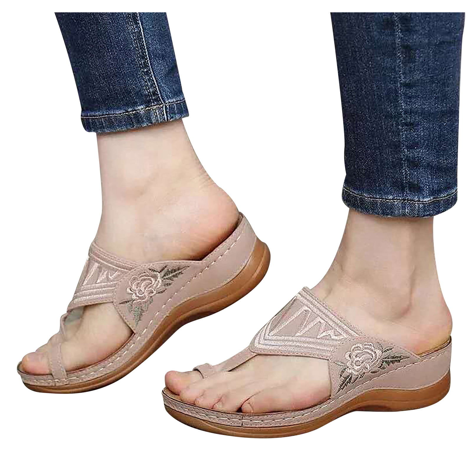 Details about   Large Size Sandals Flat Bottoms Beach All-match Buttons Slippers Women's Shoes U