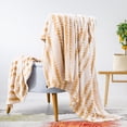 thumbnail image 4 of Back Printing Shaved Flannel Plush Blanket, Light Brown Stripe Blanket for Bed or Sofa, 80" x 90", 4 of 6
