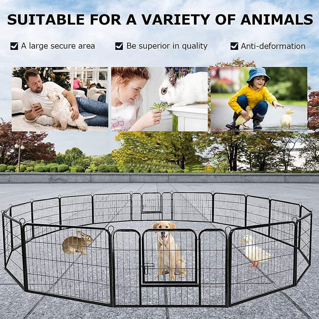 Heavy Duty Pet Playpen 16 Panels 24" Folding Metal Dog Exercise Pen Extra Large Indoor Outdoor Dog Fence with Door Dog Crate Cage Kennel Pet Enclosure for Small-Large Animal