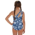 thumbnail image 3 of Xoenoiee Blue Rose Flower Print Girls Swimsuits Halter One Piece Bathing Suit with Cover Up Skirt Adjustable Strap Teen Girl Swimsuit Swimwear Set, Size 7-8 Years, 3 of 7