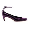 thumbnail image 2 of XYD Women Round Toe Pumps Slender Ankle Strap Self-tie Kitten Low Heel Ballroom Party Cute Retro Leather Shoes Size 7 Purple, 2 of 4
