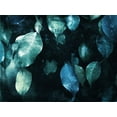 thumbnail image 2 of Villa, Milli 24x19 Black Ornate Wood Framed with Double Matting Museum Art Print Titled - Teal Hanging Leaves, 2 of 4