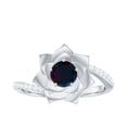 thumbnail image 4 of Rosec Jewels Black Opal Flower Engagement Ring - Real Black Opal Diamond Ring - AAA Quality Certified - With Jewelry Box, 14K White Gold, US 8.50, 4 of 10