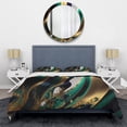 thumbnail image 3 of Designart "Agate in Green and Gold III" Modern Bedding Covert Set - Abstract Transitional Green Abstract Bed Set With 2 Shams, 3 of 6