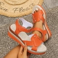 thumbnail image 5 of Domuza Women Orthopedic Wedge Platform Sandals, Adjustable Strap Non Slip Breathable Thick Sole Summer Casual Shoes Orange 5.5（EU-36）, 5 of 6