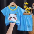 thumbnail image 2 of Ruyang Kids Girls Boys Cotton Lounge Set Short Sleeve Graphic Tee + Elastic Waist Shorts Toddler Loungewear Cute Sleepwear, 2 of 8