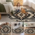 thumbnail image 5 of Grey Orange Black Round Area Rug 3.3 FT, Non Slip Small Entryway Kitchen Mat, Boho Ethnic Geometric Southwestern Washable Soft Circular Rug Non-Shedding Door Mat for Bathroom Playroom Kids Room, 5 of 9