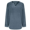 thumbnail image 5 of ylioge Plus Size Tops for Women XL-5X Long Sleeve Button V Neck Sweatshirts Womens Casual Solid Color Pullover Basic Going-Out Loungewear Shirts, 5 of 6