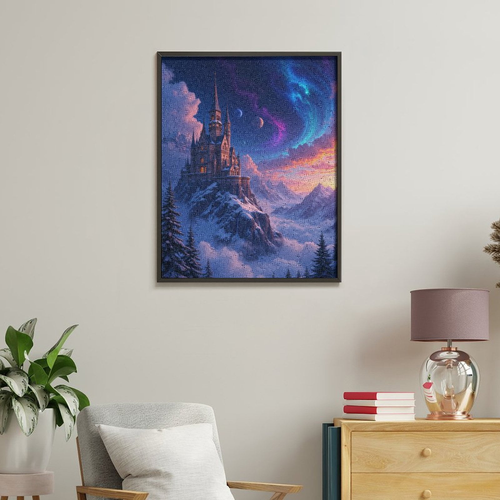 Paint by Numbers Kit for Adults, Majestic Castle Aurora Night Sky Paint by Numbers, Easy Paint by Numbers Kit for Adults Beginner, DIY Adult Paint by Number Kits on Canvas, Home Decor