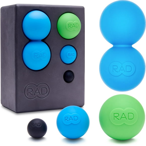 RAD Point 5-in-1 Myofascial Release Massage Kit - Includes Multi-Use Yoga Block w/ Storage for Peanut Roller Ball Massager, & Massage Balls - Massage Tools for Mobility & Recovery