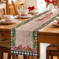 thumbnail image 5 of Grey Plaid Christmas Table Runner 90 Inches Long Farmhouse Dress Scarves, Xmas Snowflake Botanical Poinsettia Wooden Dining Tablerunner for Coffee Table/Kitchen Island/Party Décor, 13" x 90", 5 of 8