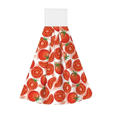 

Horeoi Tomatoes Print Coral Fleece Microfiber Hanging Hand Towel Absorbent Hand Towel Quick Dry Thicken Cleaning Cloths Wipes Rags for Kitchen & Bathroom
