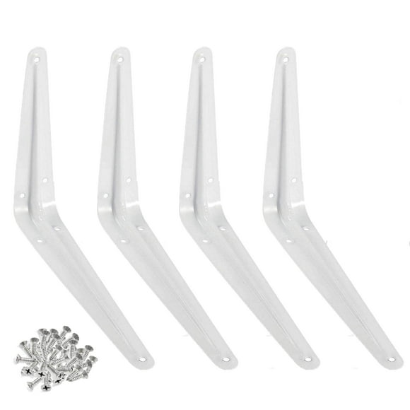 Wideskall? Supports d'Étagère d'Angle Mural en Métal 6 Pouces" x 8 Pouces" Blanc Lot de 4