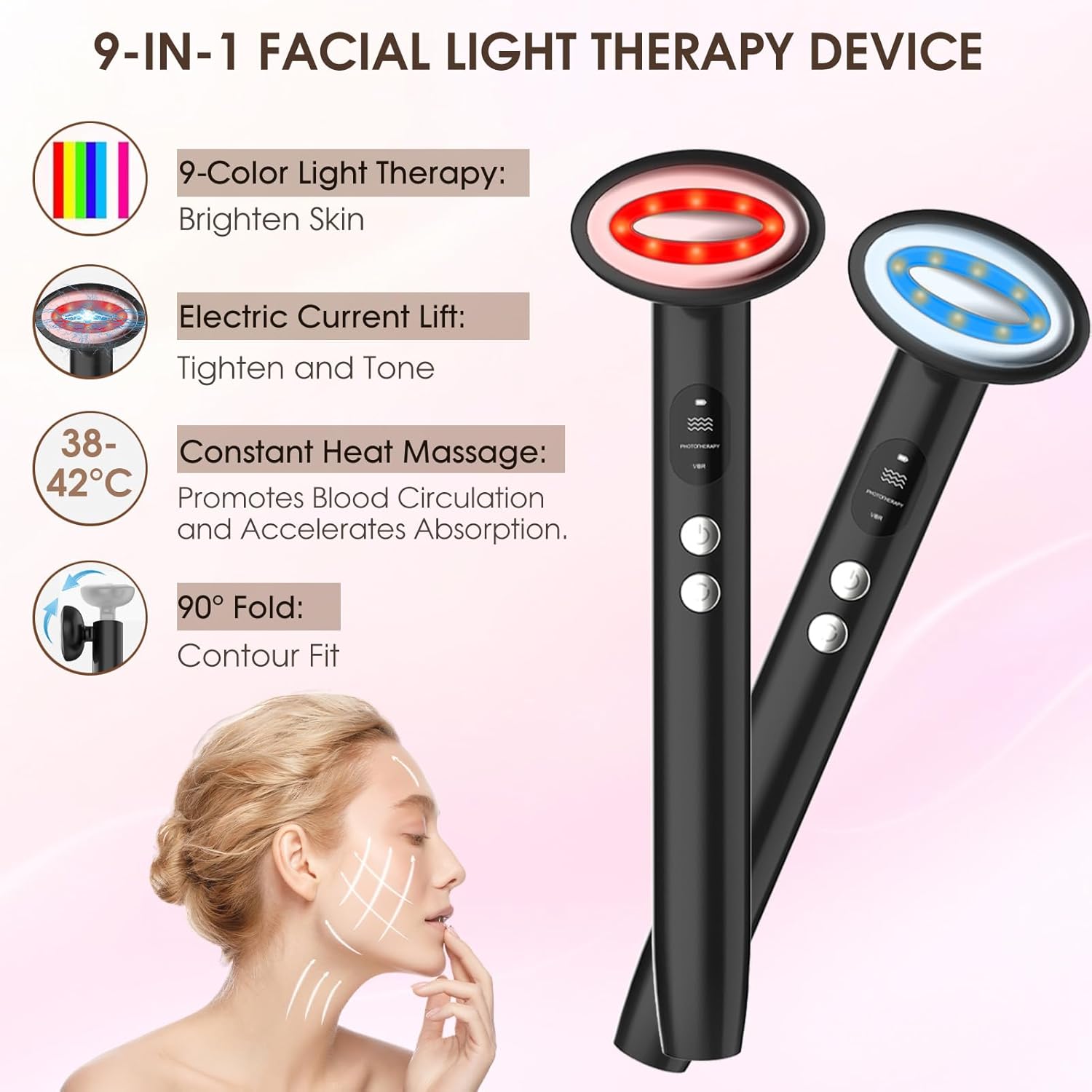 Red Light Therapy for Face and Neck, Red Light Therapy Wand, 9-in-1 Led Facial Sculptor, Red Light Therapy, Designed to Achieve Facial Beauty Effects