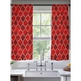 thumbnail image 3 of Red Geometric Semi Sheer Curtains 72 Inch Length 2 Panels Set, Modern Morocco Abstract Art Sheer Kitchen Curtain Privacy Voile Window Curtain for Living Room Bedroom Rod Pocket Drapes, 3 of 7