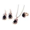 thumbnail image 2 of HLONK 3Pcs Set Ladies Water Drop Pendant Necklace - Elegant Dangle Earrings Ring Set, 2 of 8